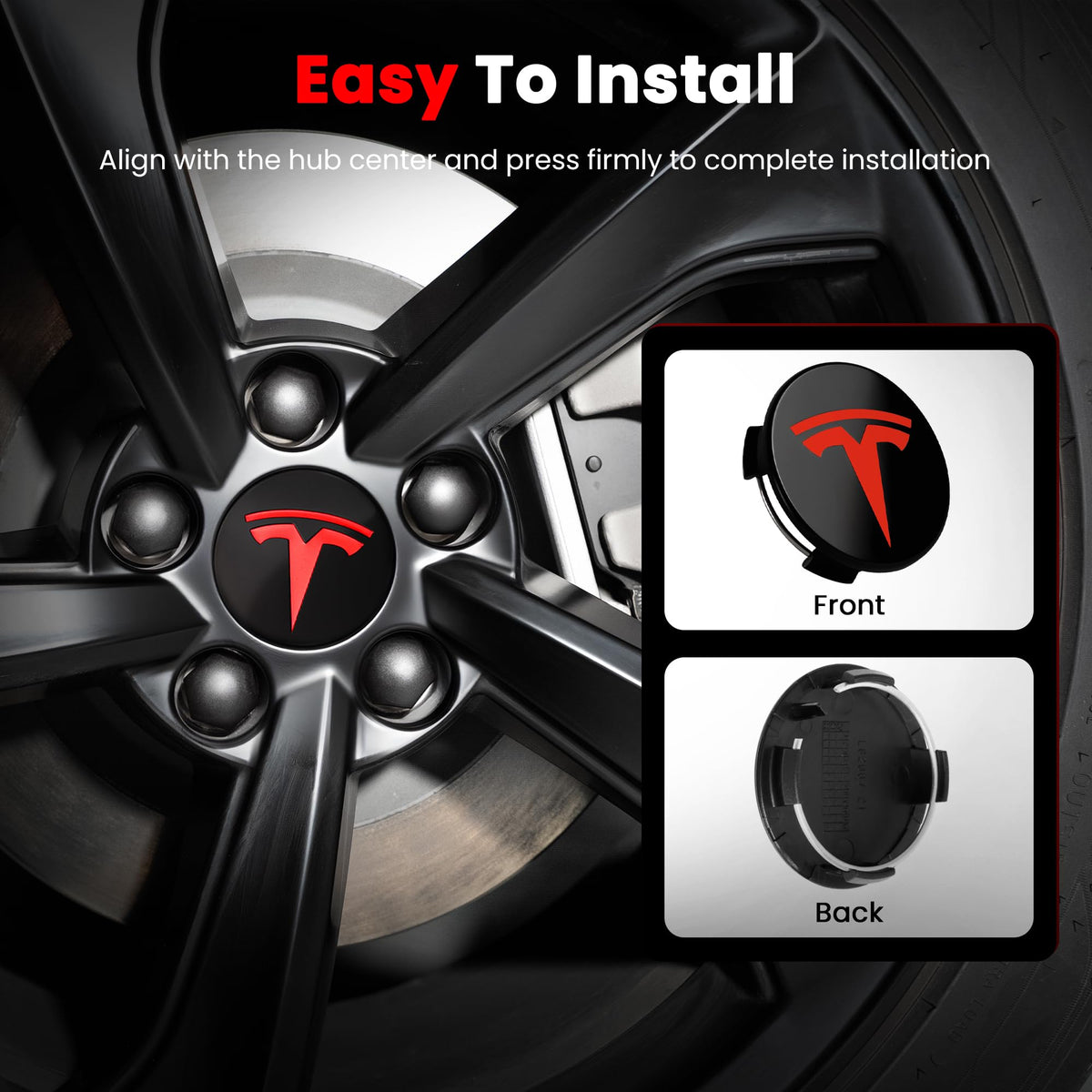 Wheel Center Cap Kit with Puller for Model 3/Y/S/X | 4 Hub Caps + 20 Lug Nut Covers