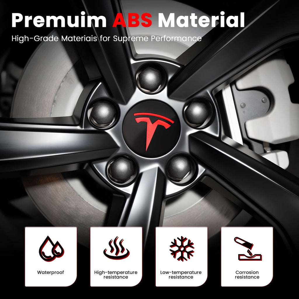 Wheel Center Cap Kit with Puller for Model 3/Y/S/X | 4 Hub Caps + 20 Lug Nut Covers