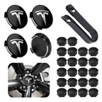 Wheel Center Cap Kit with Puller for Model 3/Y/S/X | 4 Hub Caps + 20 Lug Nut Covers