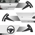 Glossy Carbon Fiber Emblem Cover Sticker for Tesla Model 3 (2017-2024) / Y (2020-2025) 3-Piece Kit