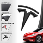 Glossy Carbon Fiber Emblem Cover Sticker for Tesla Model 3 (2017-2024) / Y (2020-2025) 3-Piece Kit