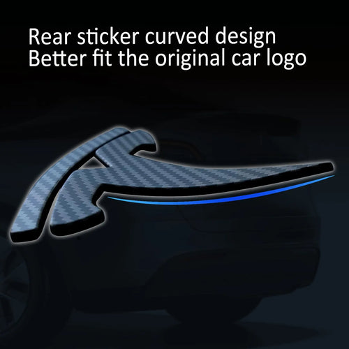 Bright Carbon Fiber Emblem Cover Sticker for Tesla Model 3 (2017-2023) / Y (2020-2024) 3-Piece Kit