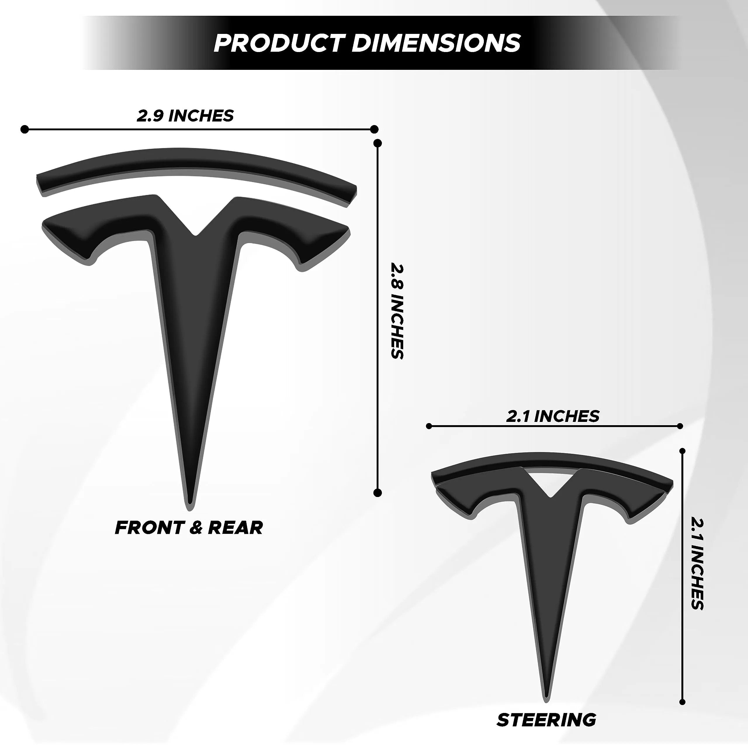 Glossy Carbon Fiber Emblem Cover Sticker for Tesla Model 3 (2017-2024) / Y (2020-2025) 3-Piece Kit