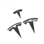 Glossy Carbon Fiber Emblem Cover Sticker for Tesla Model 3 (2017-2024) / Y (2020-2025) 3-Piece Kit
