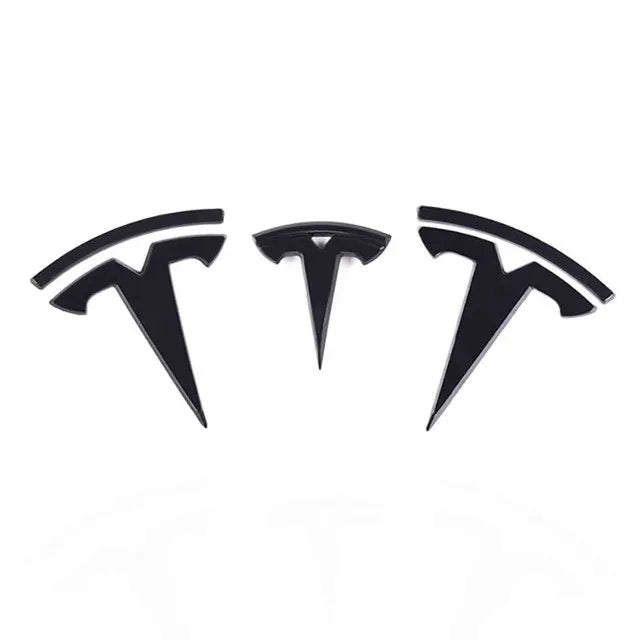 Glossy Carbon Fiber Emblem Cover Sticker for Tesla Model 3 (2017-2024) / Y (2020-2025) 3-Piece Kit