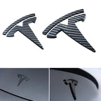 Glossy Carbon Fiber Emblem Cover Sticker for Tesla Model 3 (2017-2024) / Y (2020-2025) 3-Piece Kit