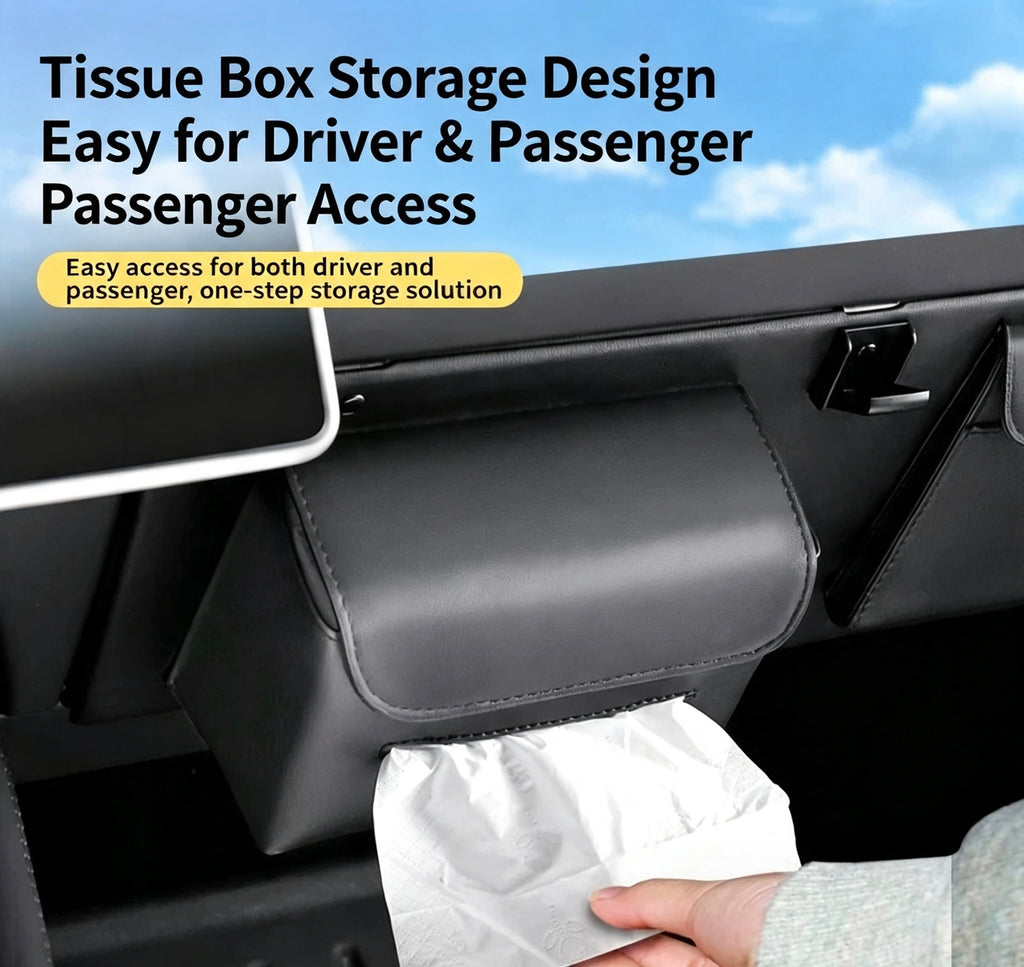 Glove Box Tissue & Trash Bag Organizer for Tesla Model 3/Y Refresh