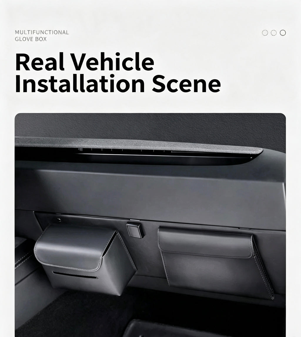 Glove Box Tissue & Trash Bag Organizer for Tesla Model 3/Y Refresh