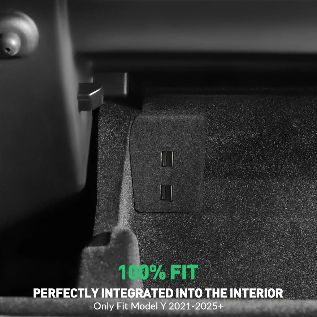 Glovebox USB Hub for Tesla Model Y / Model 3 Highland – Multi-Port ABS Flocking Dock