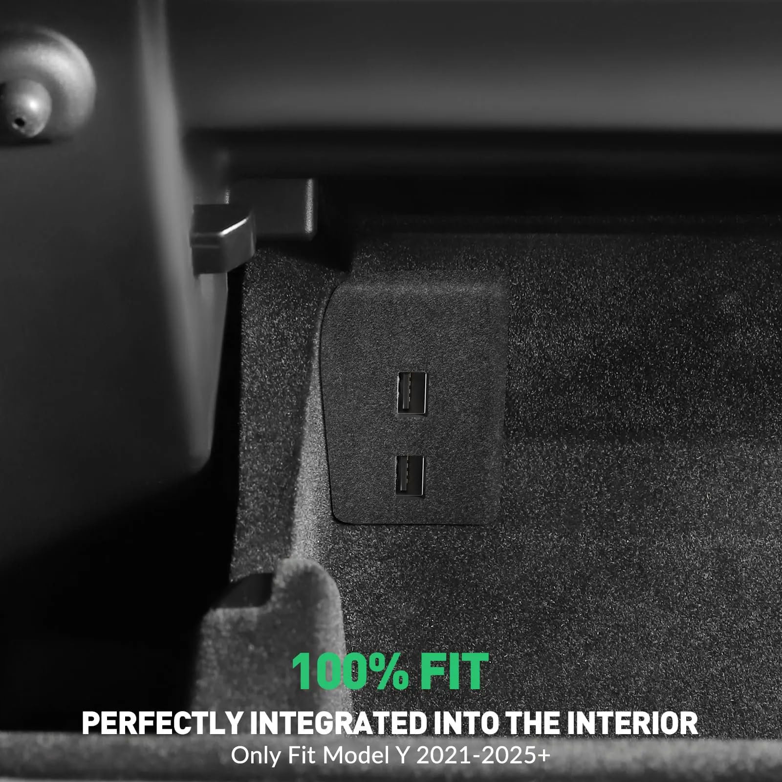 Glovebox USB Hub for Tesla Model Y / Model 3 Highland – Multi-Port ABS Flocking Dock