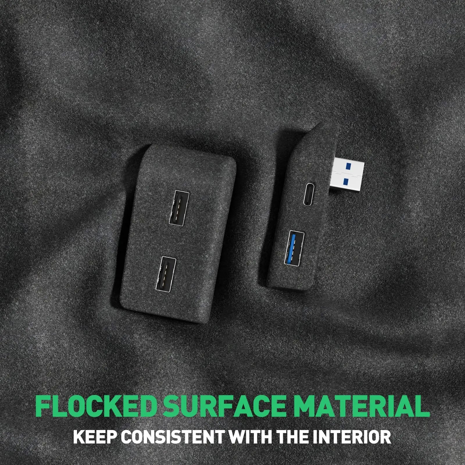 Glovebox USB Hub for Tesla Model Y / Model 3 Highland – Multi-Port ABS Flocking Dock