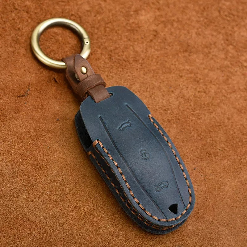 Handmade Leather Tesla Model S 3 X Y Key Fob Case Cover