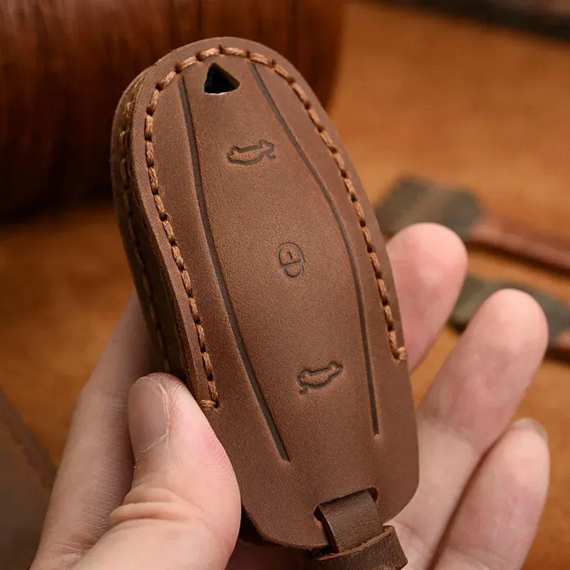 Handmade Leather Tesla Model S 3 X Y Key Fob Case Cover