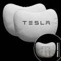 Nappa Leather Ergonomic Headrests for Tesla Model 3/Y/X/S White 2 Pcs