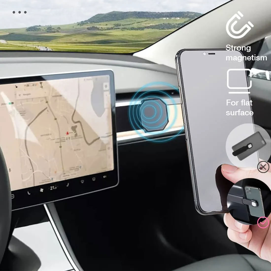 Magnetic Car Phone Holder for Tesla Model S/3/X/Y