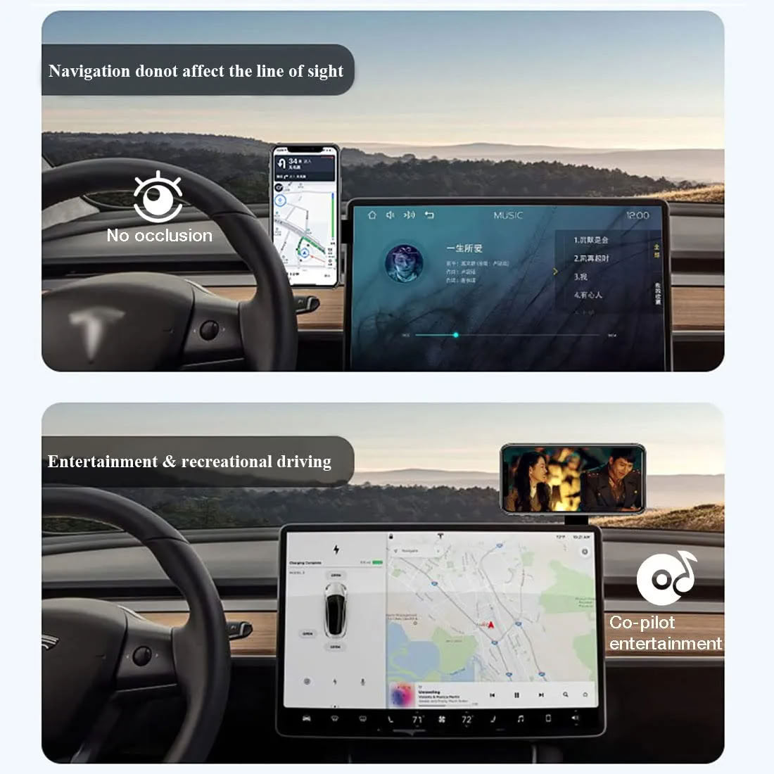Magnetic Car Phone Holder for Tesla Model S/3/X/Y