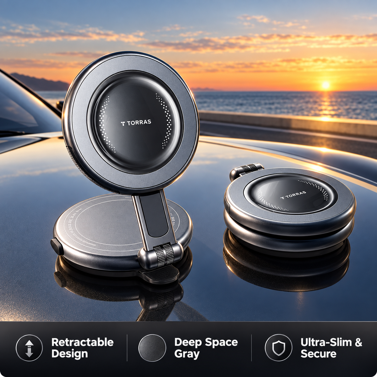 Magnetic Vacuum Car Phone Mount – Strong Suction & 360° Rotation-Teskay