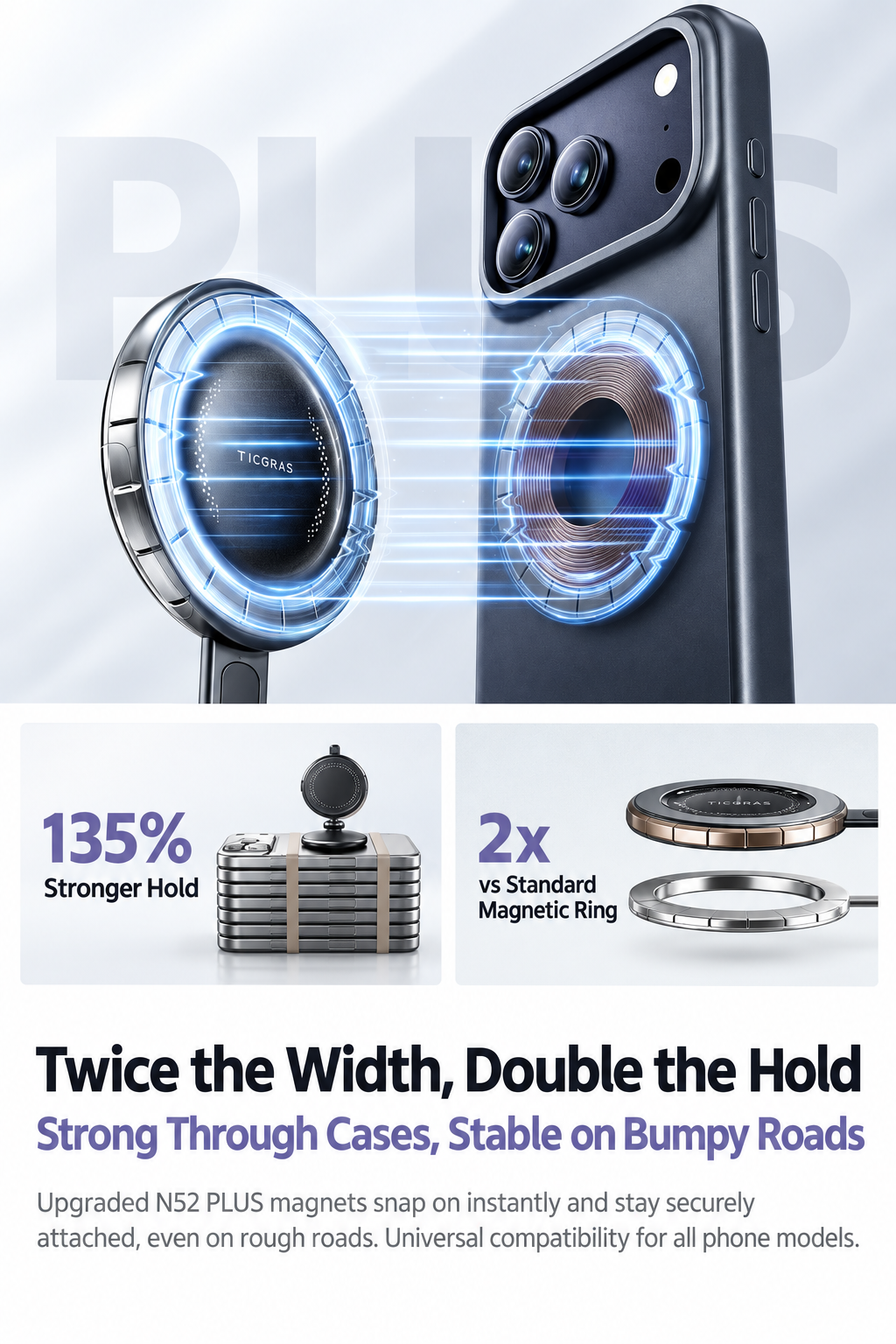 Magnetic Vacuum Car Phone Mount – Strong Suction & 360° Rotation-Teskay