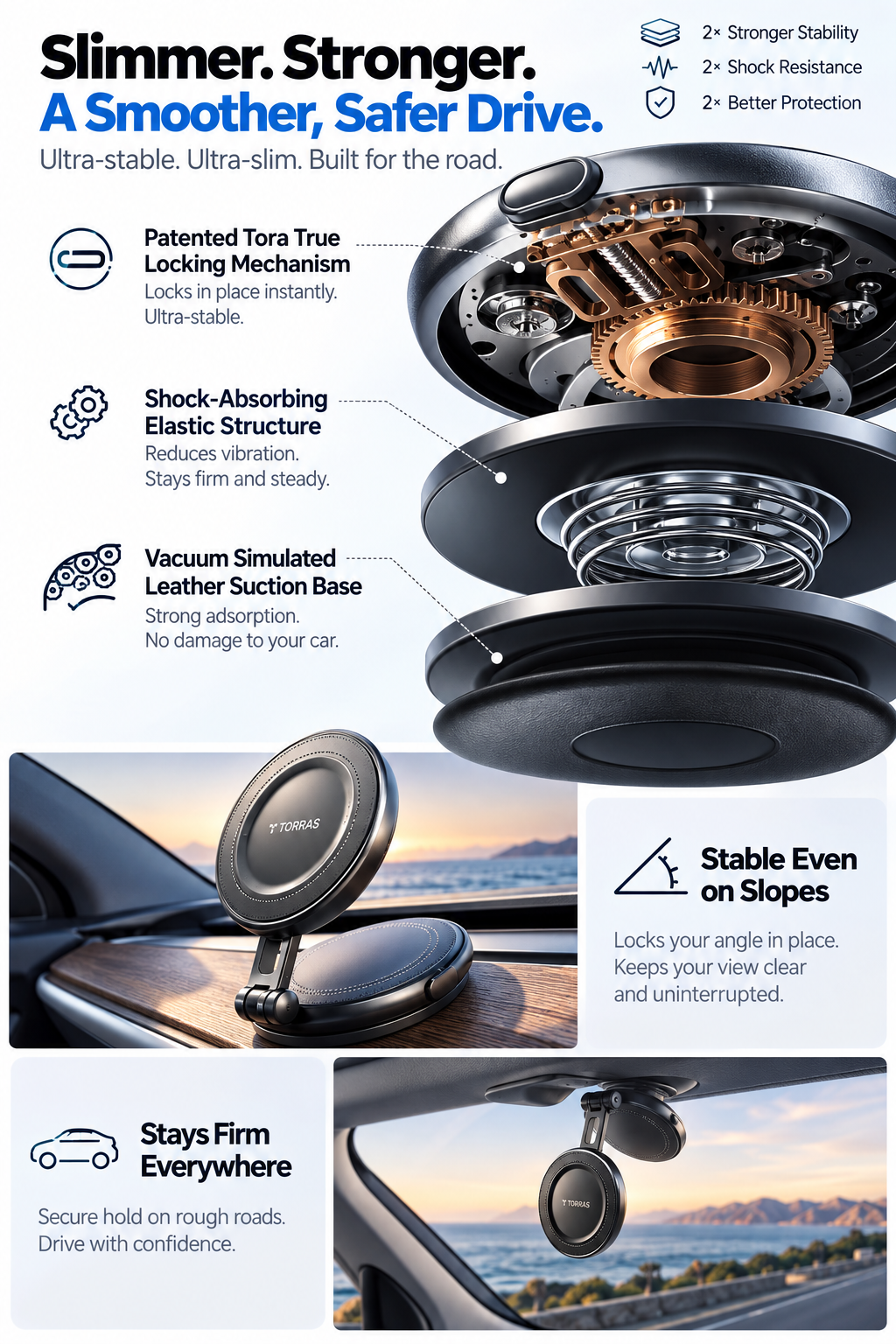 Magnetic Vacuum Car Phone Mount – Strong Suction & 360° Rotation-Teskay