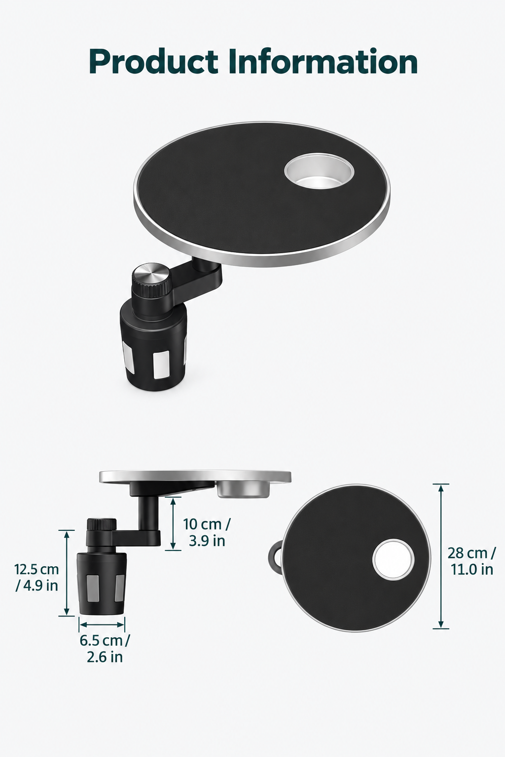 Multifunctional floating table with rotating cup holder for car