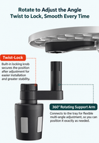 Multifunctional floating table with rotating cup holder for car