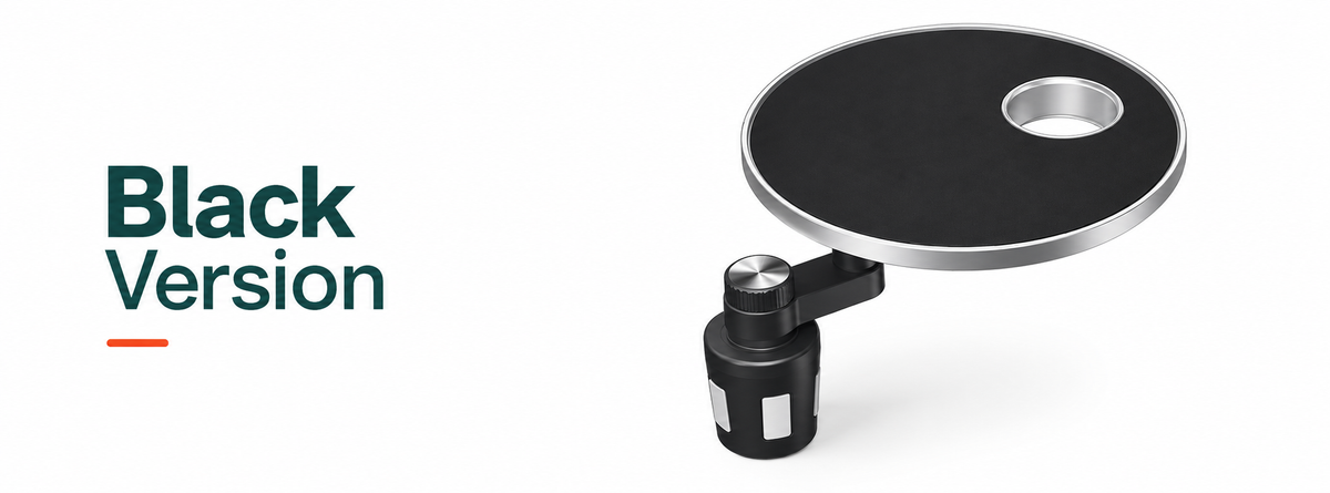 Multifunctional floating table with rotating cup holder for car Black version Without phone stand