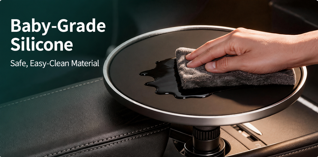 Multifunctional floating table with rotating cup holder for car