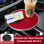 Multifunctional floating table with rotating cup holder for car Burgundy version With phone stand