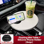 Multifunctional floating table with rotating cup holder for car Beige version With phone stand