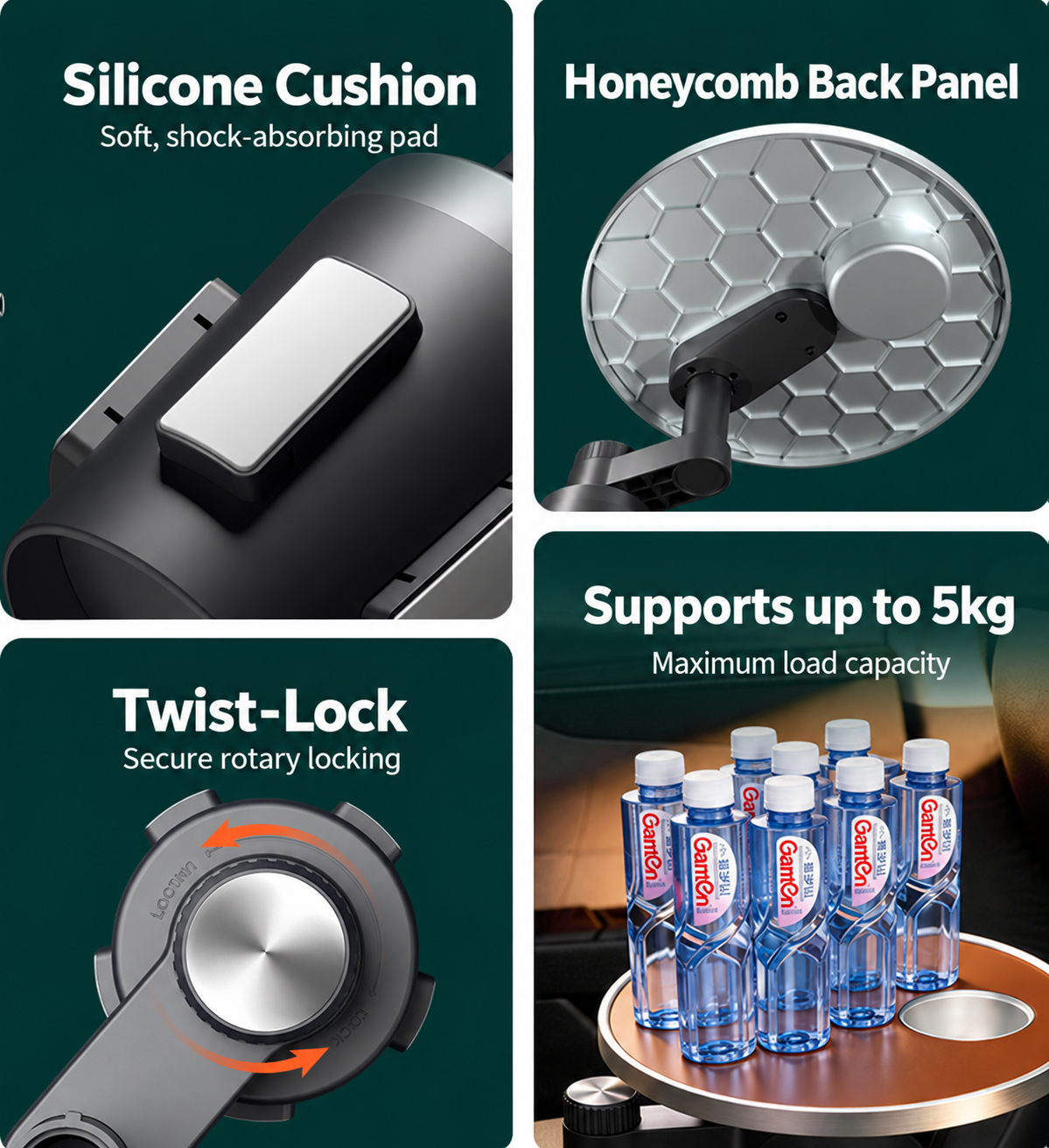 Multifunctional floating table with rotating cup holder for car