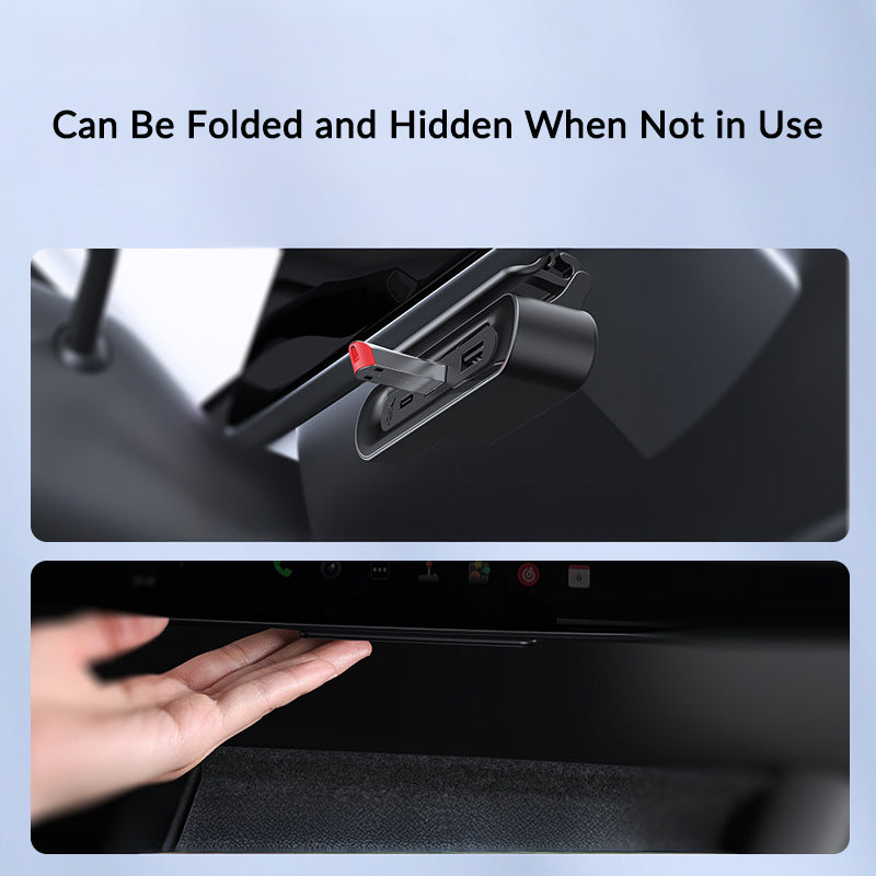 Under-Screen Foldable Hidden USB Expansion Hub for Tesla Model 3/Y