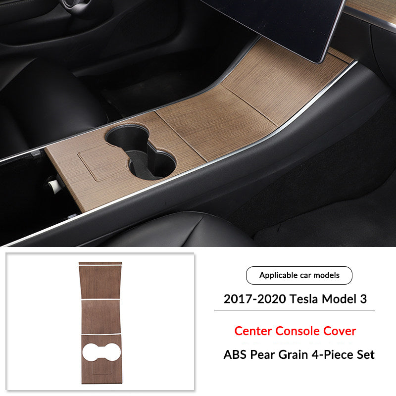 Pear Wood Grain Interior Protective Cover for Tesla Model 3/Y Center Console Cover（Model 3 2017-2020）