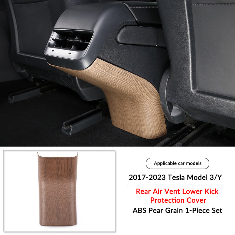 Pear Wood Grain Interior Protective Cover for Tesla Model 3/Y Rear Air Vent Lower Kick Guard（Model 3 Y 2017-2023）