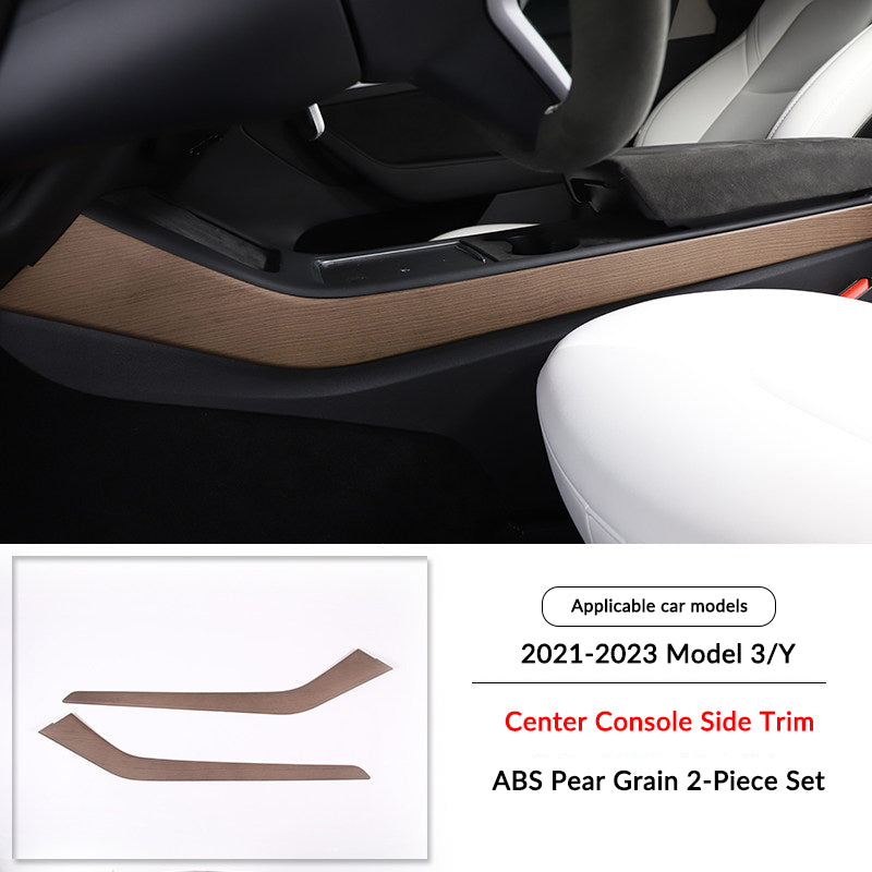 Pear Wood Grain Interior Protective Cover for Tesla Model 3/Y Center Console Side Trim（Model 3 2021-2022 Model Y 2021-2024）