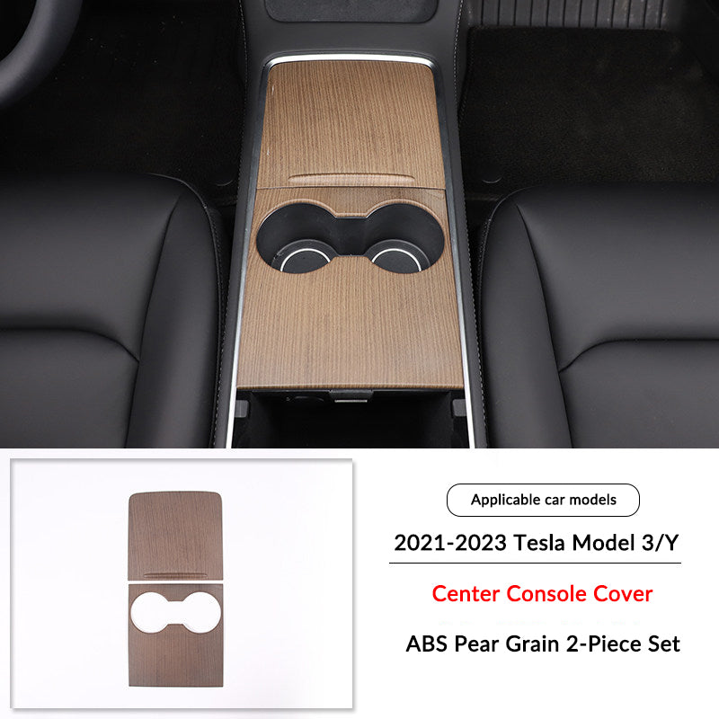 Pear Wood Grain Interior Protective Cover for Tesla Model 3/Y Center Console Cover（Model 3 2021-2022 Model Y 2021-2024）