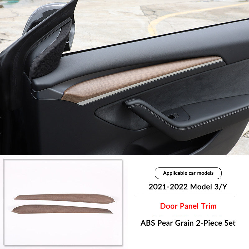 Pear Wood Grain Interior Protective Cover for Tesla Model 3/Y Door Trim Cover（Model 3 2021-2022 Model Y 2021-2024）