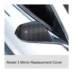 Real Carbon Fiber Rearview Mirror Covers for Tesla Model 3 (Set of 2) – Non-Replacement Style