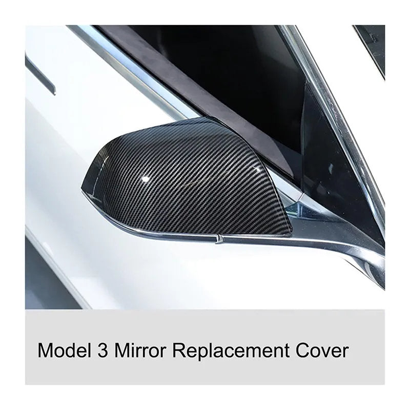Real Carbon Fiber Rearview Mirror Covers for Tesla Model 3 (Set of 2) – Non-Replacement Style