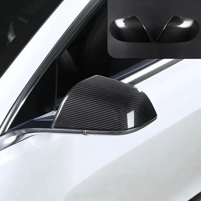 Real Carbon Fiber Rearview Mirror Covers for Tesla Model 3 (Set of 2) – Non-Replacement Style