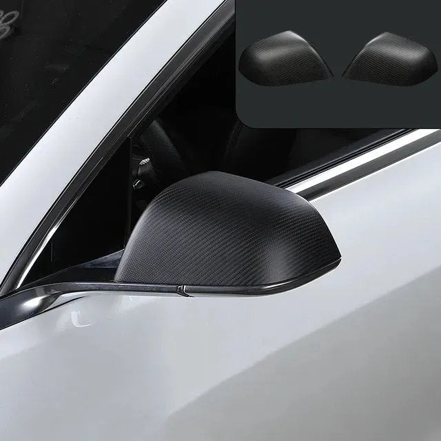 Real Carbon Fiber Rearview Mirror Covers for Tesla Model 3 (Set of 2) – Non-Replacement Style