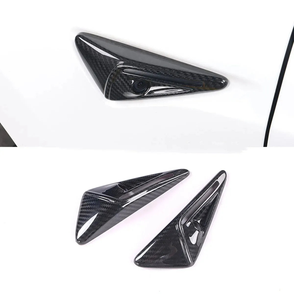 Real Carbon Fiber Side Camera Cover for Tesla Model 3 Highland