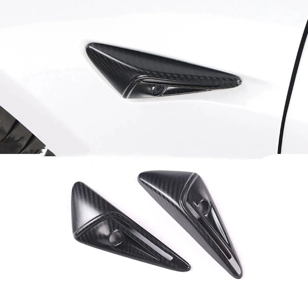 Real Carbon Fiber Side Camera Cover for Tesla Model 3 Highland