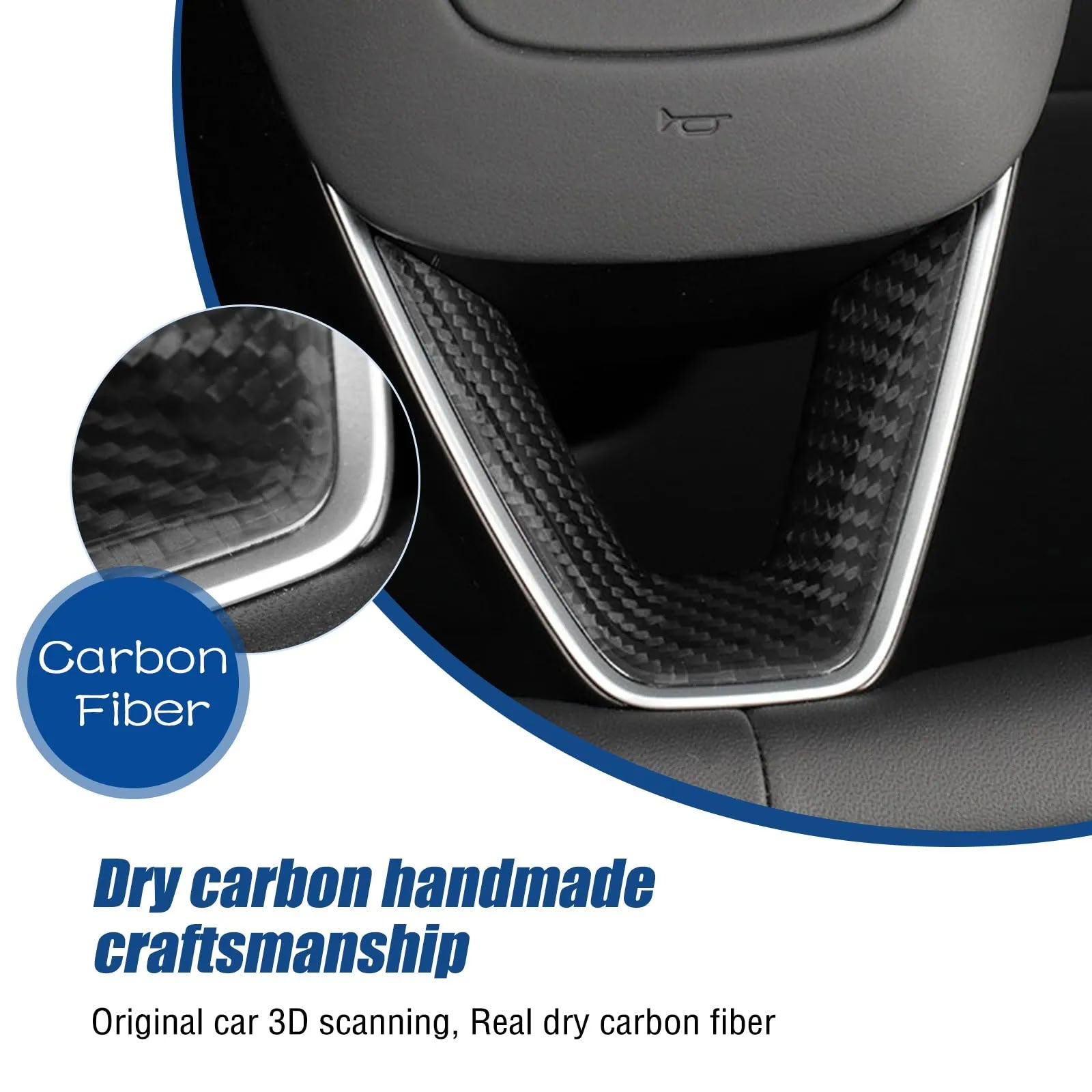 Real Carbon Fiber Steering Wheel Cover for Model 3 Highland/Model Y Juniper