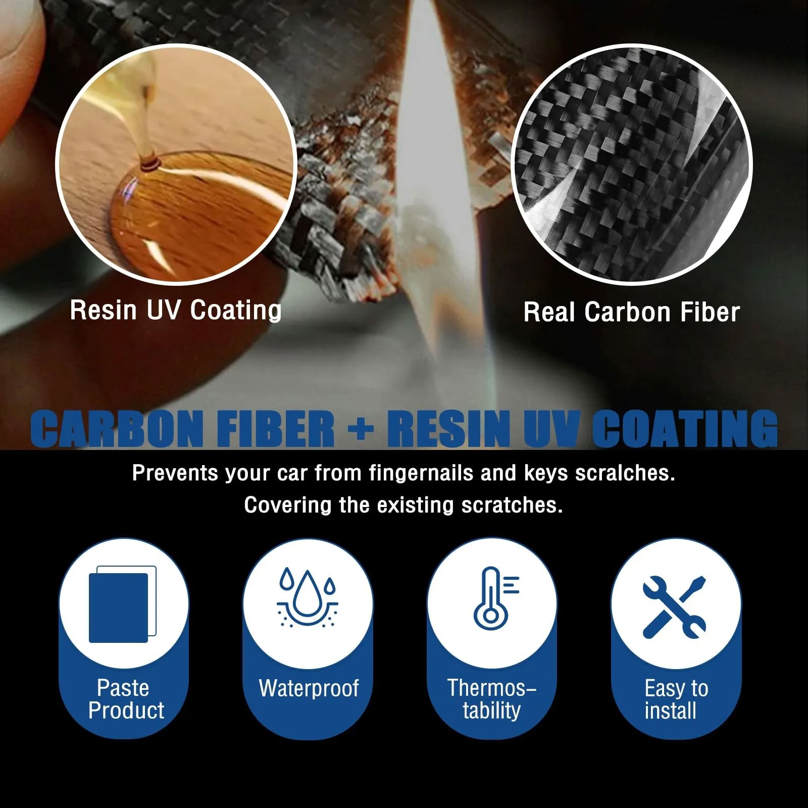 Real Carbon Fiber Steering Wheel Cover for Model 3 Highland/Model Y Juniper