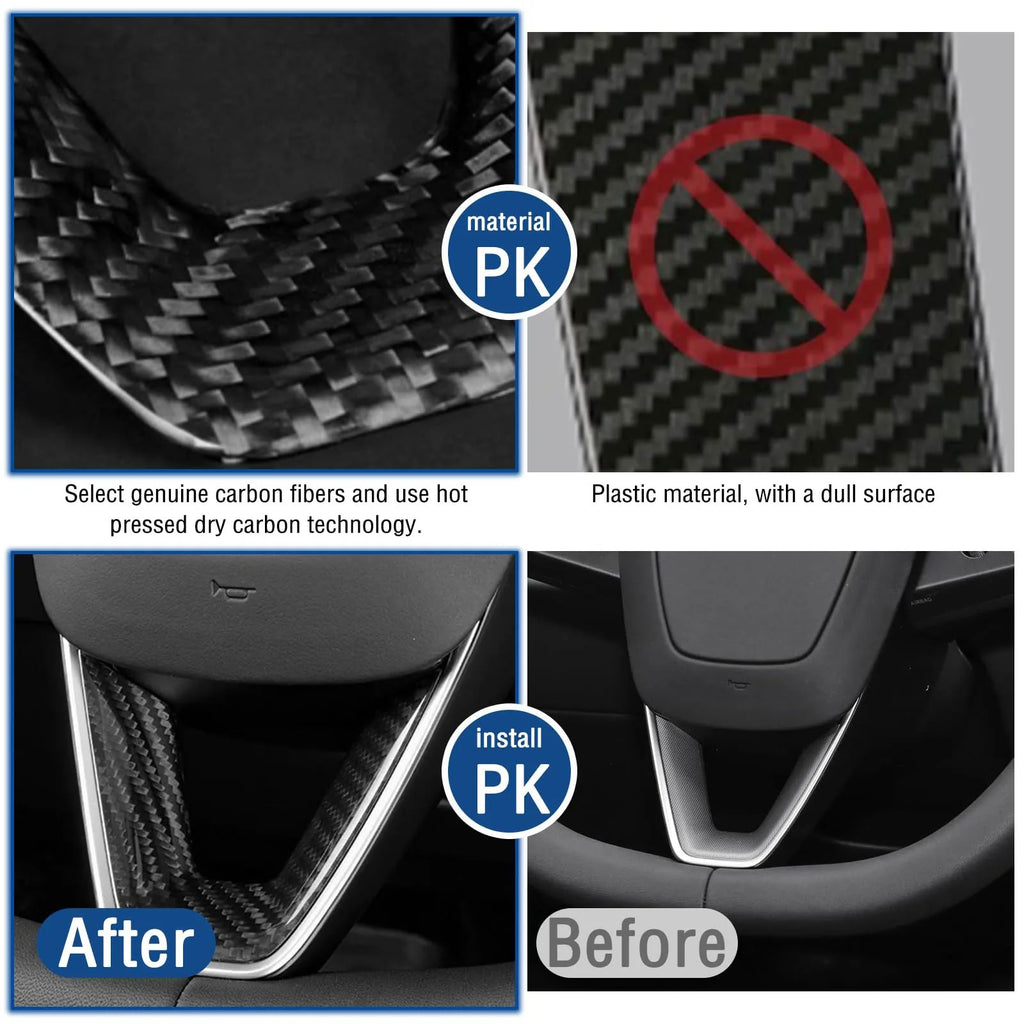 Real Carbon Fiber Steering Wheel Cover for Model 3 Highland/Model Y Juniper