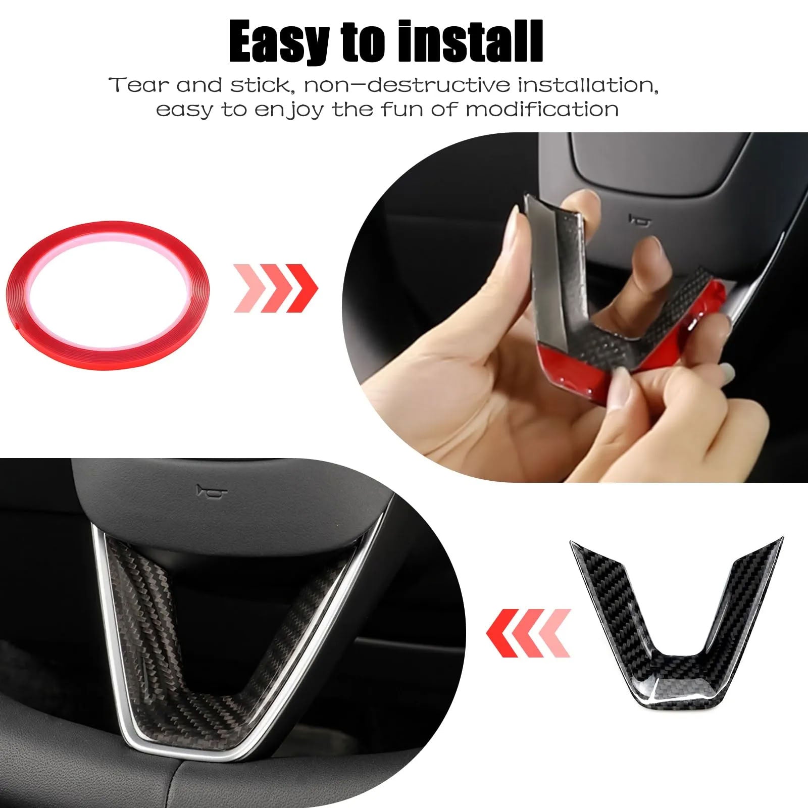 Real Carbon Fiber Steering Wheel Cover for Model 3 Highland/Model Y Juniper