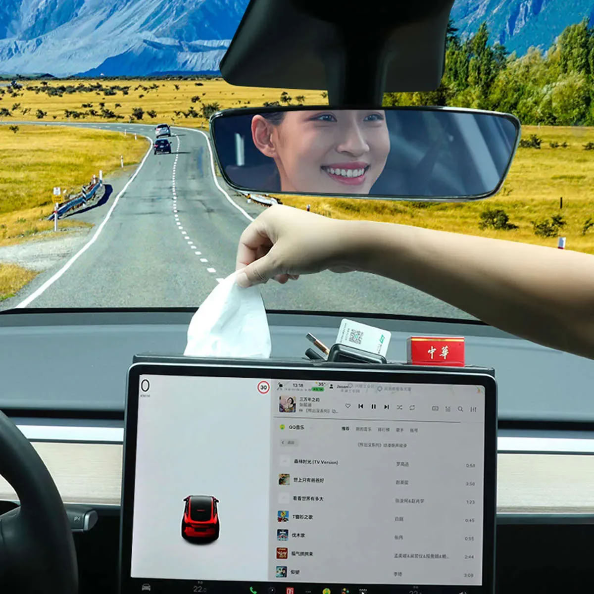 Rear Screen Storage Box for Tesla Model 3/Y