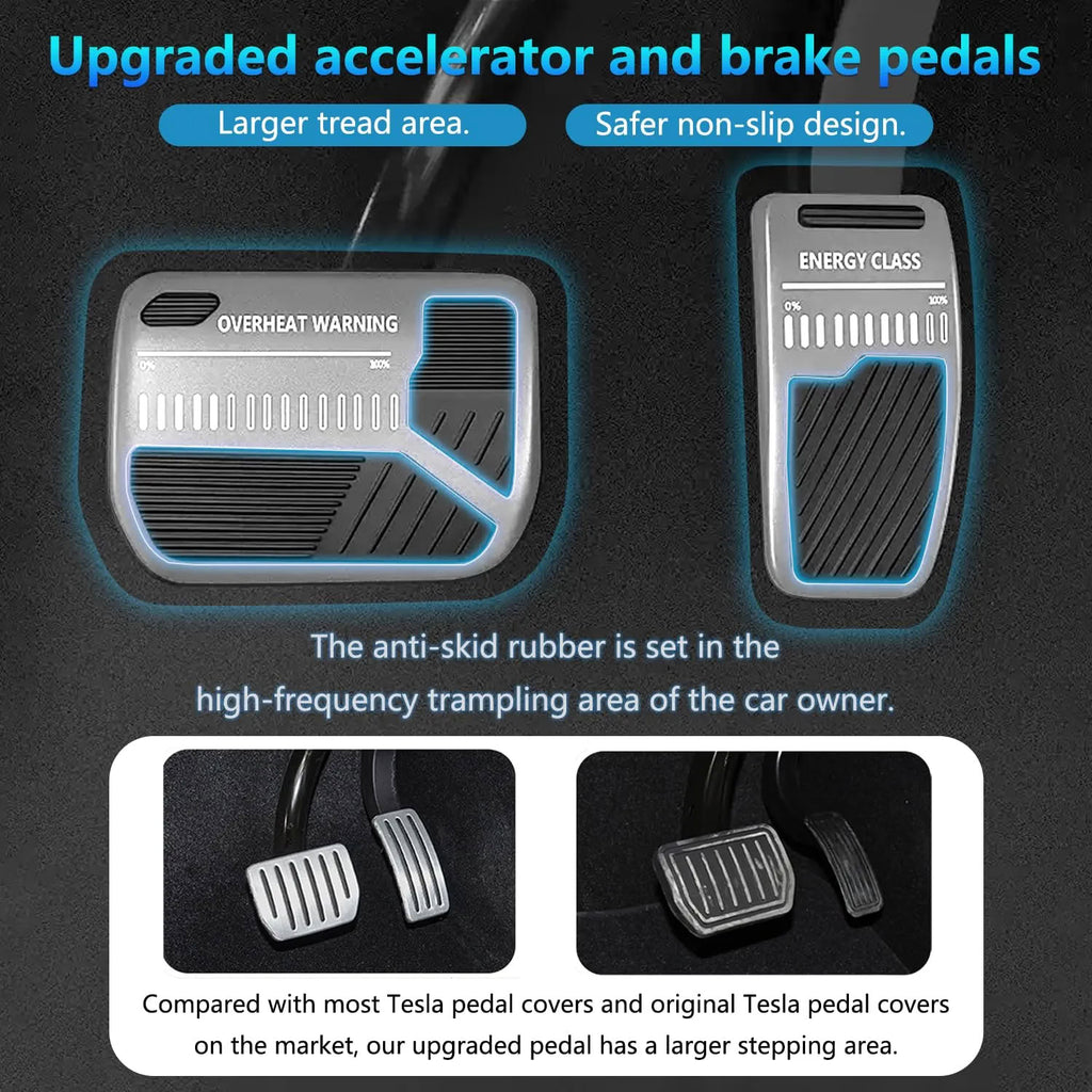 Rest Brake Performance Pedal Covers for Tesla Model 3 & Y – Aluminum & Rubber – Teskay