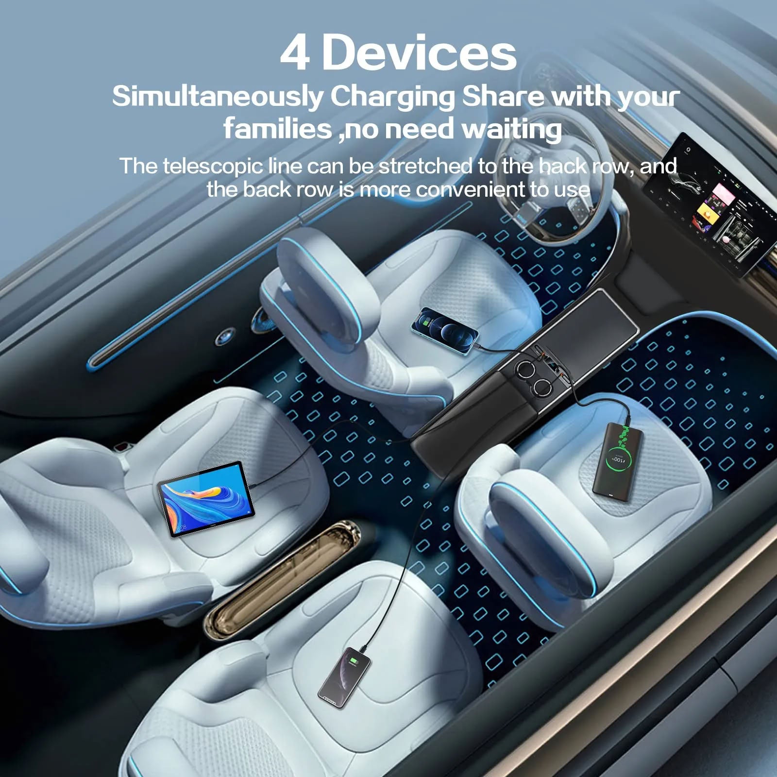 Retractable USB Hub for Tesla Model 3/Y（2021-2023）