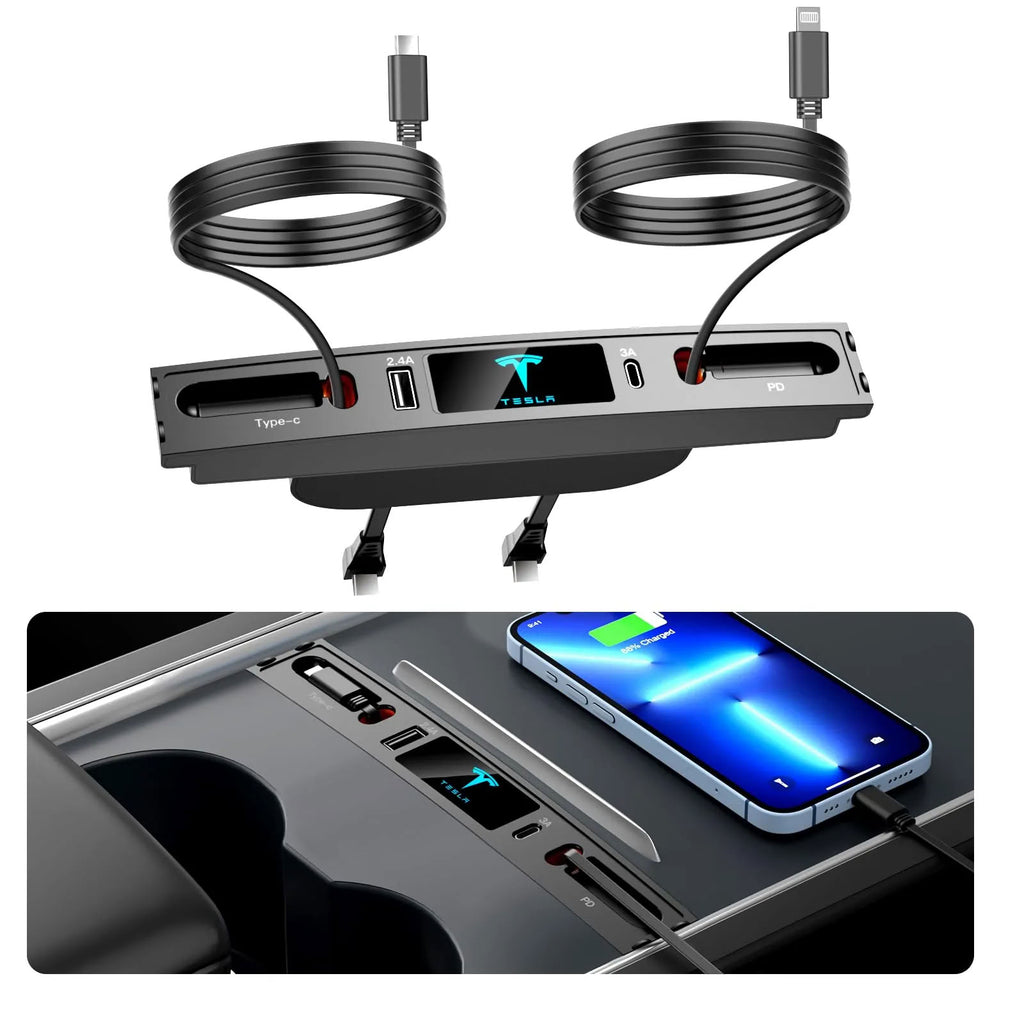 Retractable USB Hub for Tesla Model 3/Y（2021-2023）